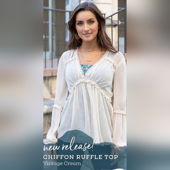 Grace & Lace Chiffon Ruffle Top - Picture 2 of 4